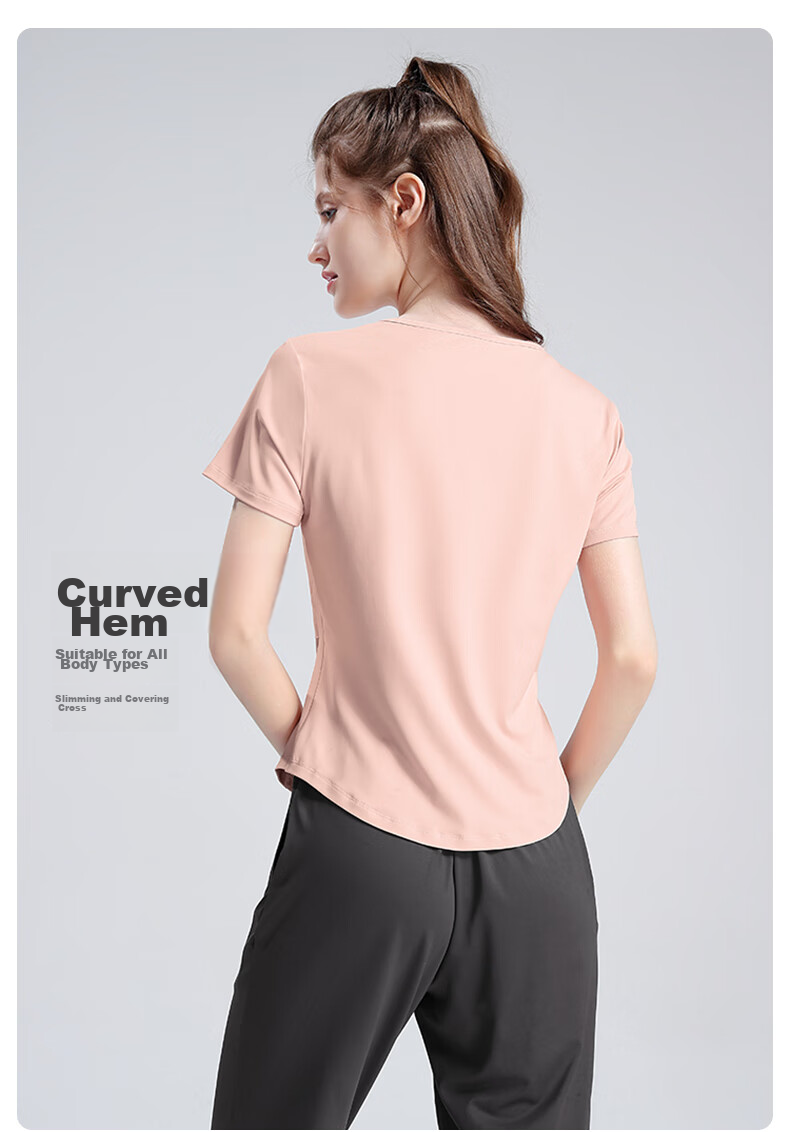 CAMEL Women's Sportswear Set, New Yoga Fitness Pilates Elastic Short-Sleeve Top And Long Pants, Anti-Exposure Two-Piece Athletic Outfit 31