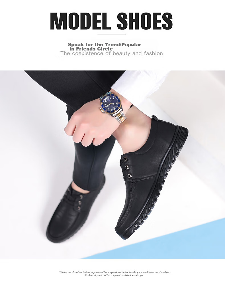 CARTELO Casual Leather Shoes for Men, Soft-Soled Comfortable Driving Shoes, Stylish Business Casual Shoes, 30963 Black, Size 41 12