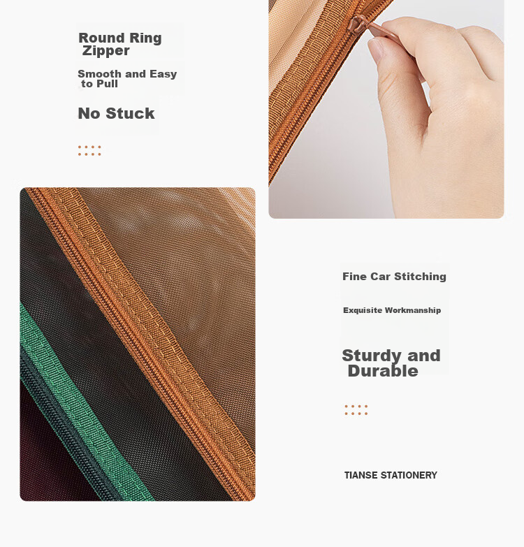 TIANSE Transparent Mesh Pencil Case, Exam-Specific Stationery Bag, Stylish High-Capacity Pencil Box for Primary And Middle School Students, TS-255 Amber Brow 9