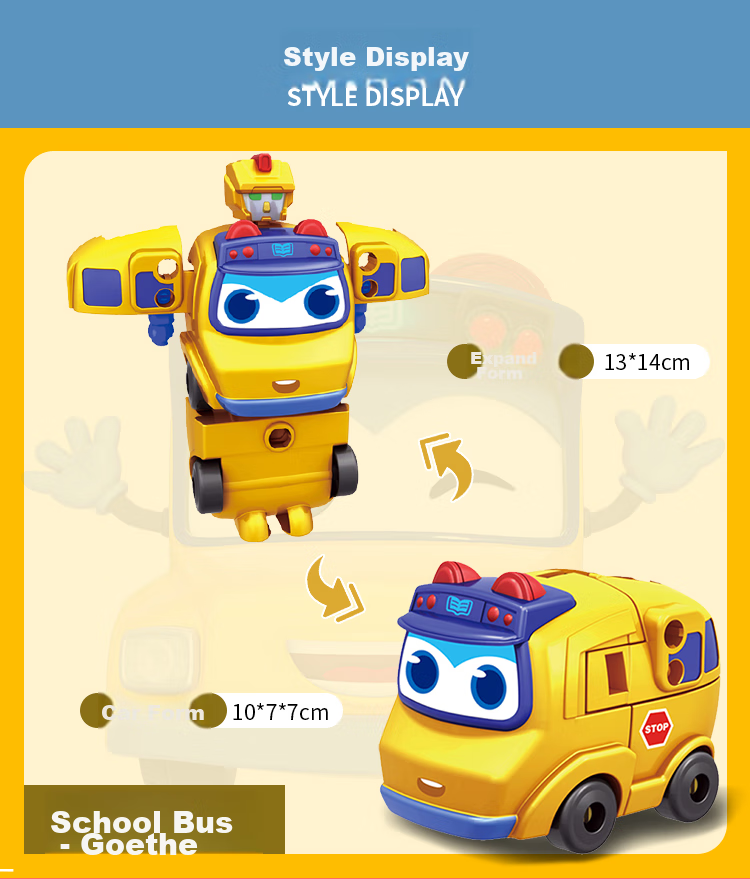 BIG TAYLOR Large Transforming School Bus Gode Children's Toy Robot, Six-In Combination Machine, Birthday Gift for Boys And Girls 8