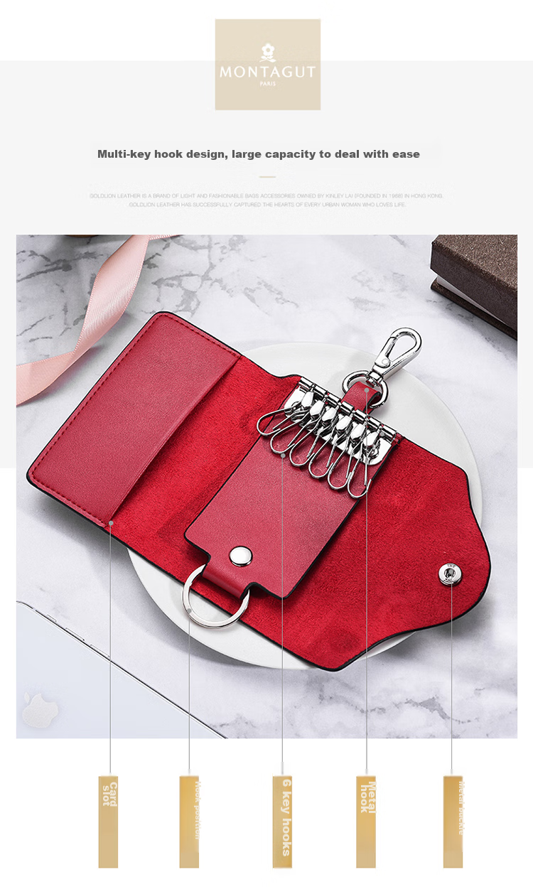 MONTAGUT Women's Handbag [Gift Box], Red Key Pouch, Women's Keychain, Birthday Gift for Women, Wedding Gift for Girlfriend, Practical Present 5