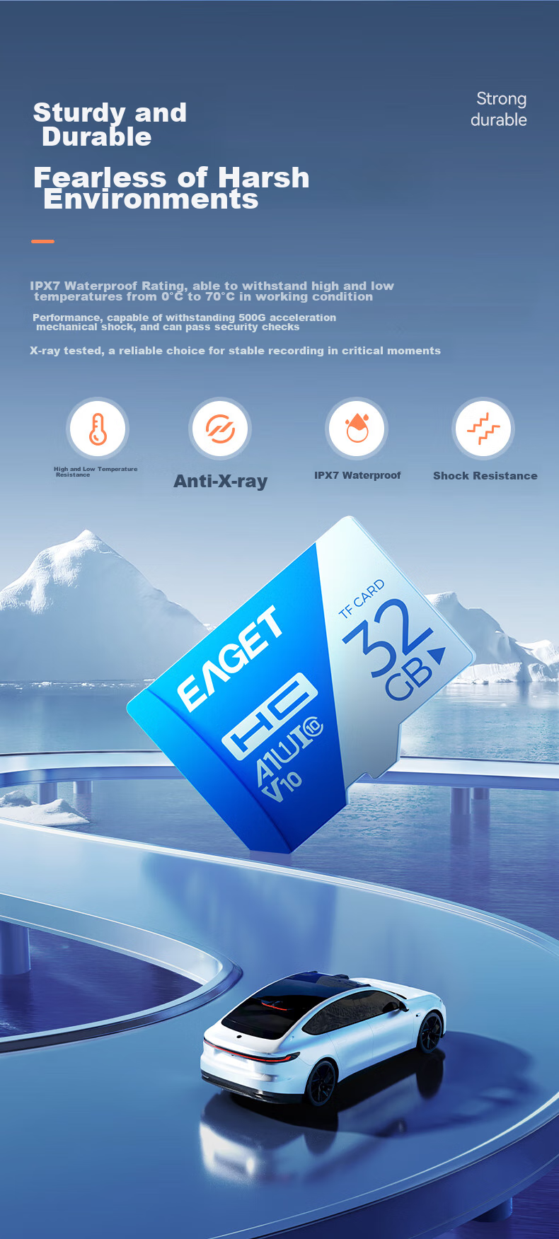 EAGET 32GB TF (MicroSD) Memory Card U1 V10, Dash Cam & Security Monitoring Dedicated Internal Storage Card, High-Speed And Durable 10