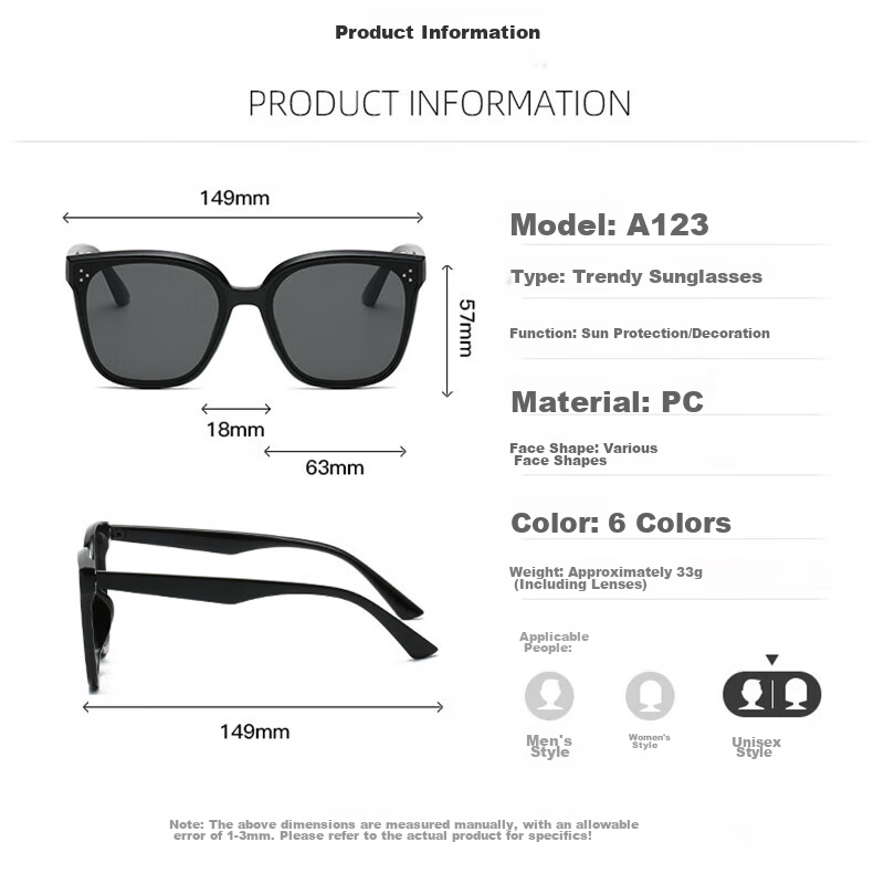 HB Polarized Sunglasses - 1758 Square Frame, Unisex Sun Protection, Face-Slimming Effect, for Driving And Car Use, GM Sunglasses