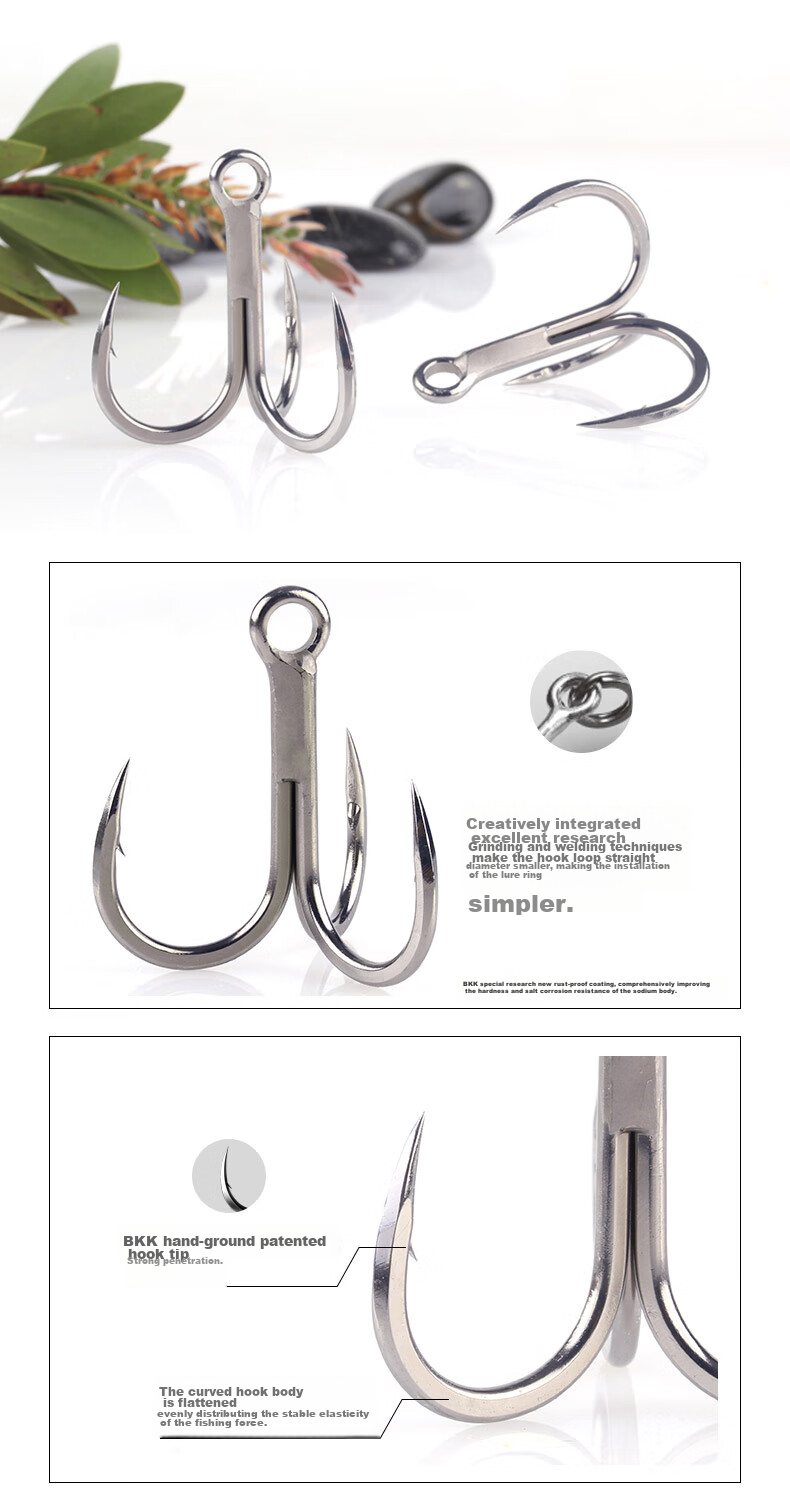 BKK 6071-4X Three-Hook New Anti-Rust Hook, Three-Prong Hook, Sea Fishing Lure Hook 2