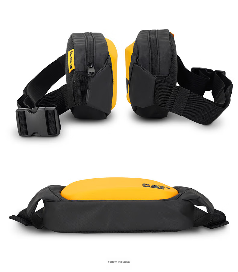 CAT Waist Bag, Chest Bag, Trendy Shoulder Crossbody Phone Bag, Hard Shell 3D Bag for Students, Birthday Gift for Men And Women, Black And Yellow, 84267 13
