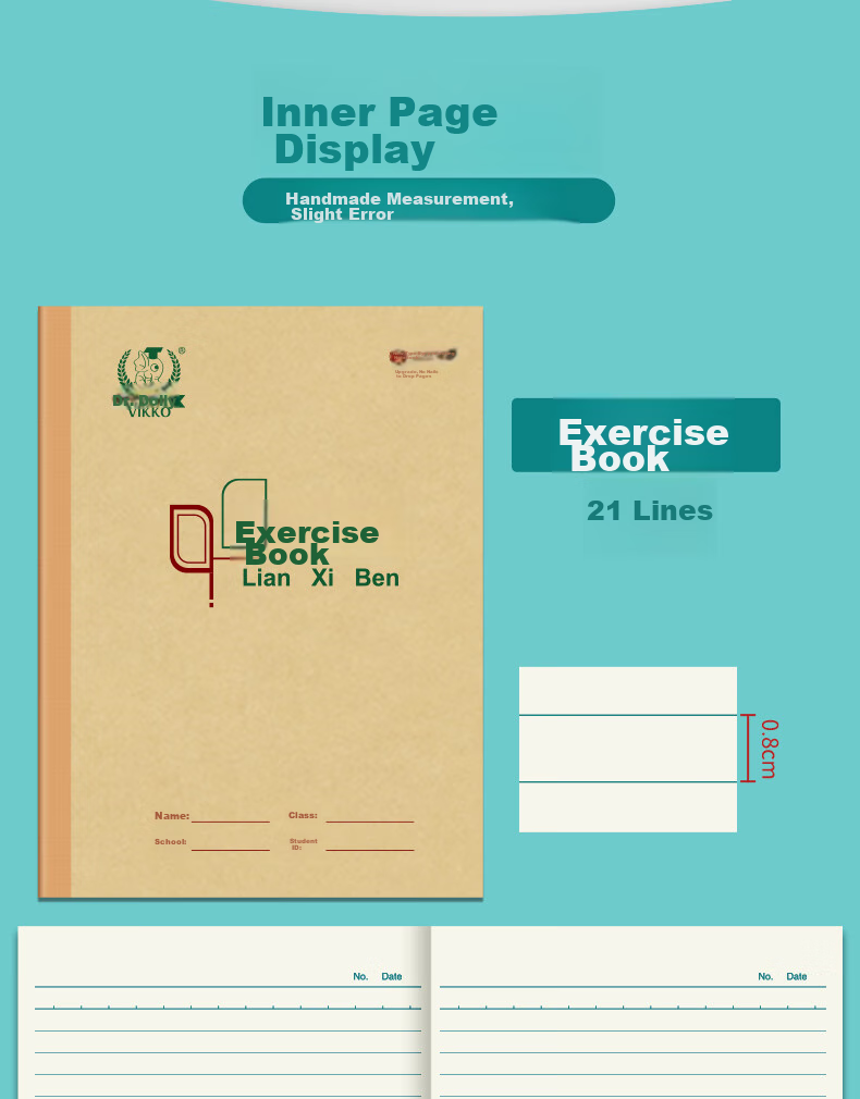 Duoliboshi 22k22 Sheets Student Exercise Notebook, Elementary School Math And Chinese Single-Line Practice Book, Middle School Large Notebook, Beijing Designated Notebook, Pack of 10 [Back-To Essential] 2