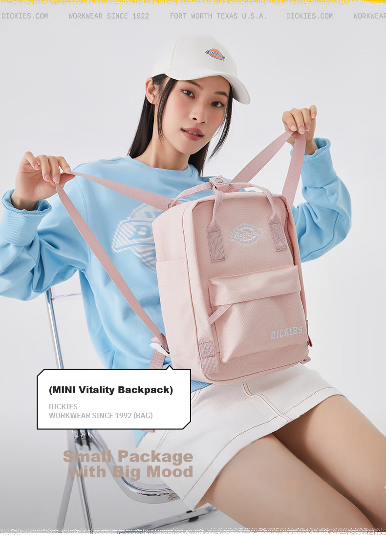 Dickies Backpack for Women, Cute Mini Backpack for Children, Lightweight Casual Sports Bag for Middle School Students, Storage Travel Bag 3