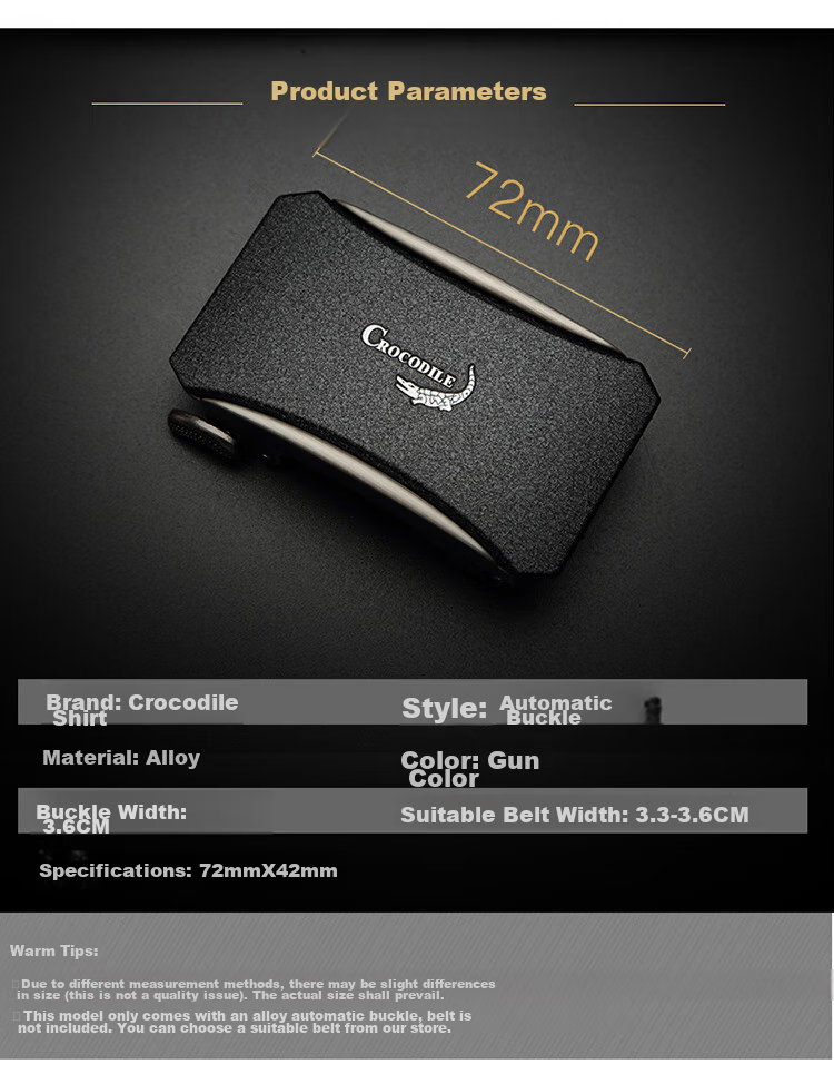 CROCODILE Men's Automatic Buckle Belt without Strap for Young Men, Inner Wear Style with Buckle And Card Slot, Belt RTC1479 4