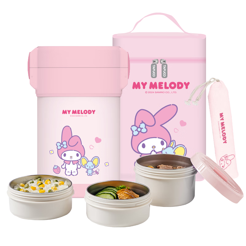TAFUCO Insulated Lunch Box, 316 Stainless Steel Student Lunch Box, Portable Insulated Container for Office Workers, Sanrio Collaboration T5614