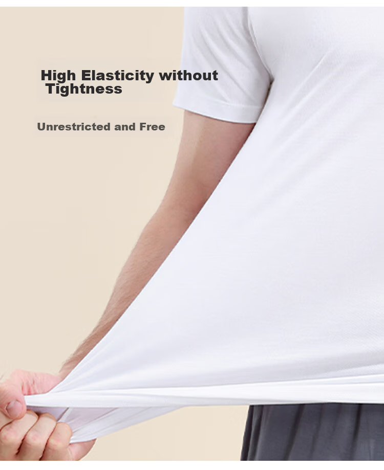 CHERISH LIFE Men's T-Shirt Undershirt, Modal Short-Sleeve V-Neck Undershirt, Elastic Slim Fit 6