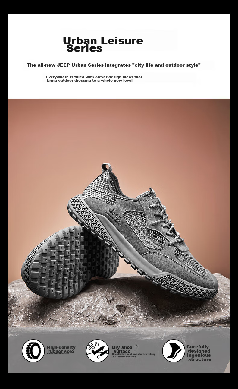JEEP Hiking Shoes for Men, Outdoor Sports Shoes, Breathable Sandals, Wear-Resistant River Tracing Shoes, Mesh Running Shoes, Non-Slip Mountaineering Shoes for Me 2