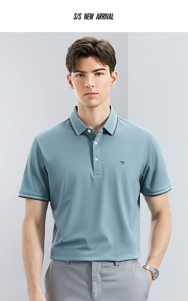 SEVEN [Silk Cotton Blend] Short-Sleeve Polo Shirt with Collar for Men, Spring And Summer Business Casual Men's Top 12