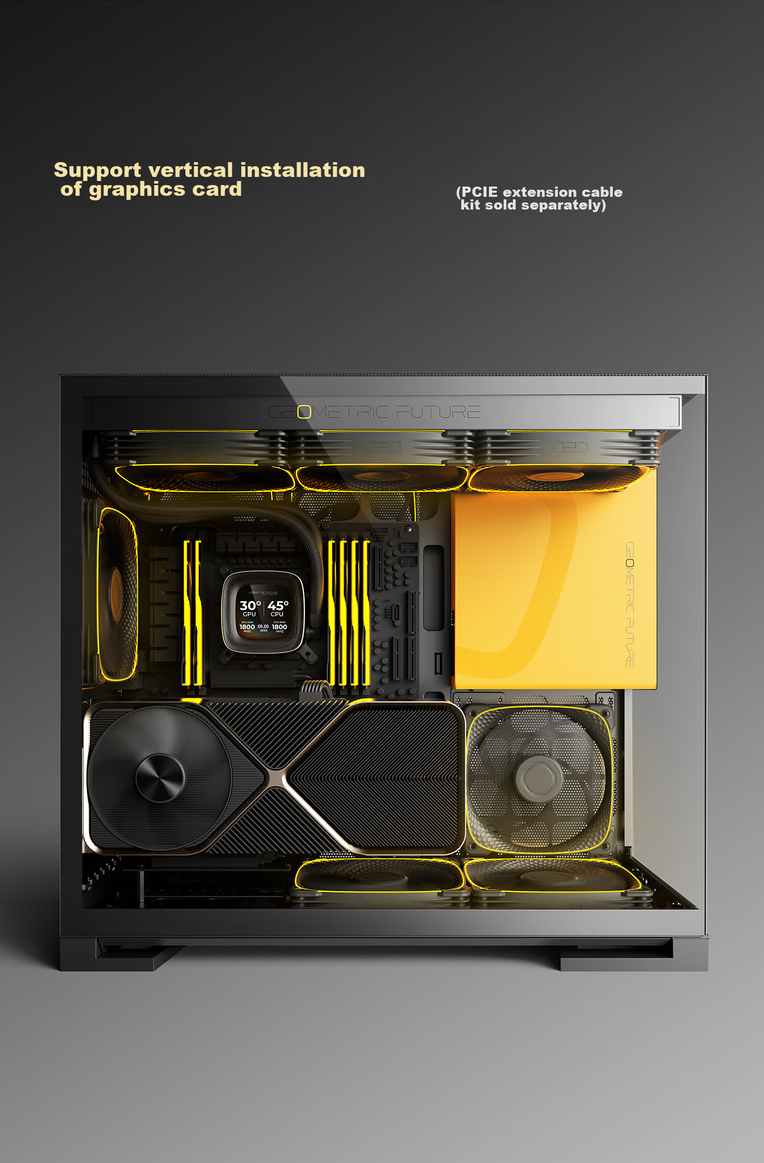 GeometricFuture Model5 Wukong Computer Case, Pure White (Supports EATX Motherboard, 50 Series Graphics Card, 420/360 Radiator, Panoramic Case, Type-C Interface) 21