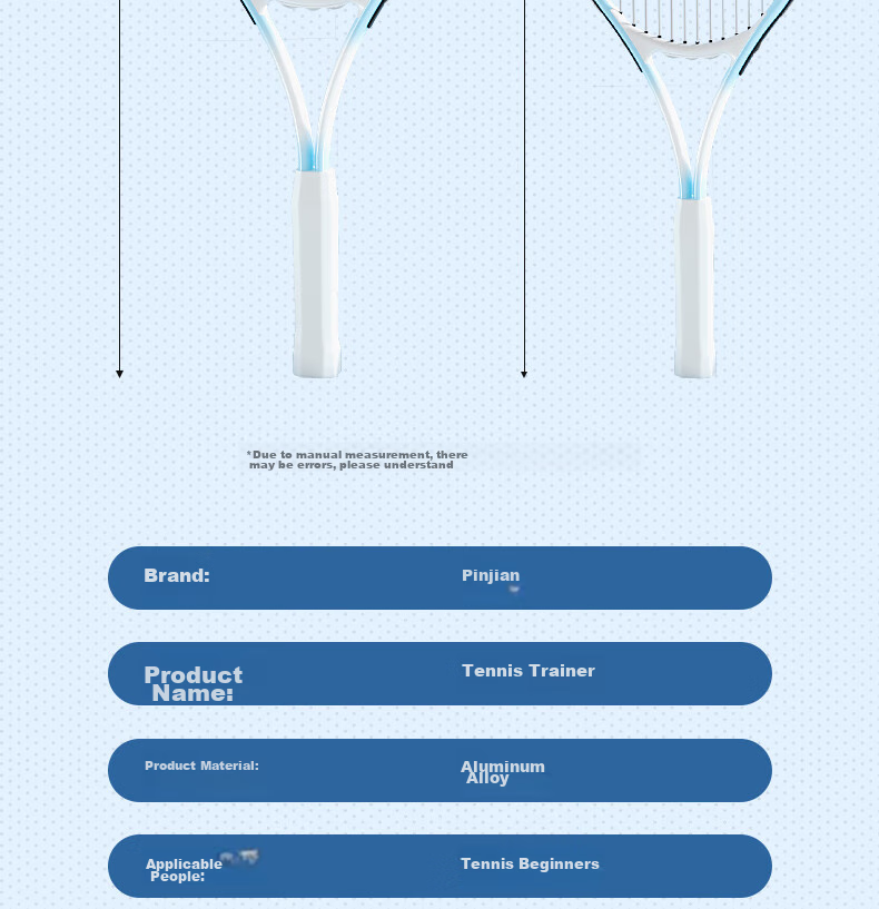 PINJIAN Tennis Training Device with Rope, Single Player Practice with Rebound, Self-Training Tool for Beginners And College Students, Single Tennis Racket 17