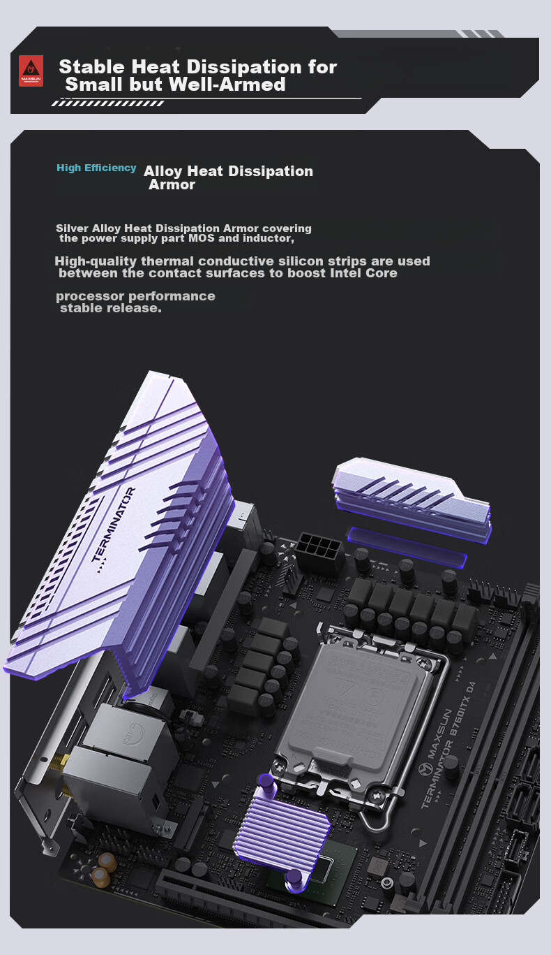 MAXSUN MS-Zhongjiezhe B760ITX D4 WIFI V3 Supports DDR4 CPU 12490F/13400F/12600KF (Intel B760/LGA 1700) 4