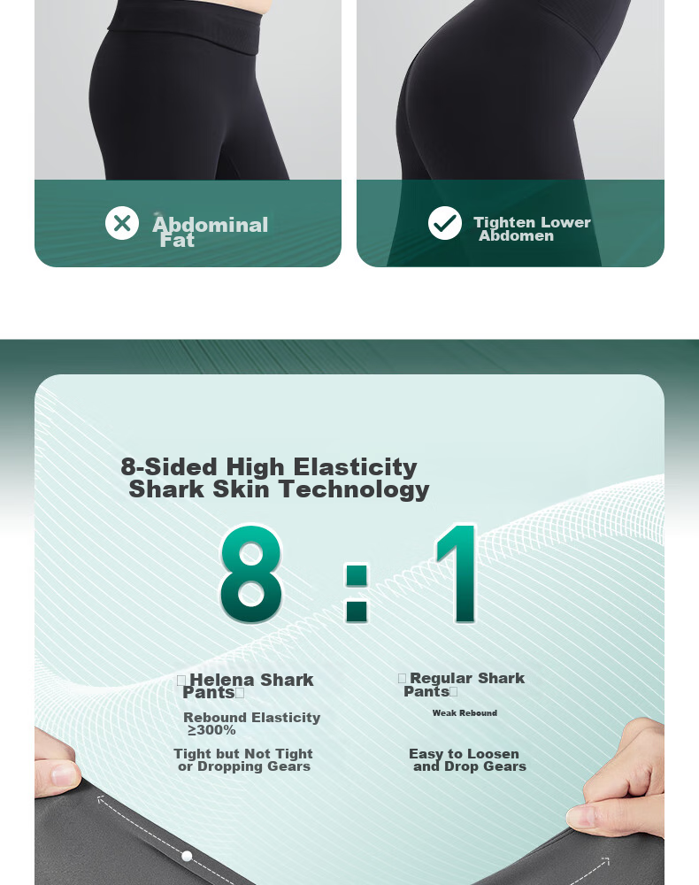 HR Shark Leggings for Women, High-Waisted Slimming Tummy Control Butt-Lifting Shaping Pants, Obsidian Black, Size L 12