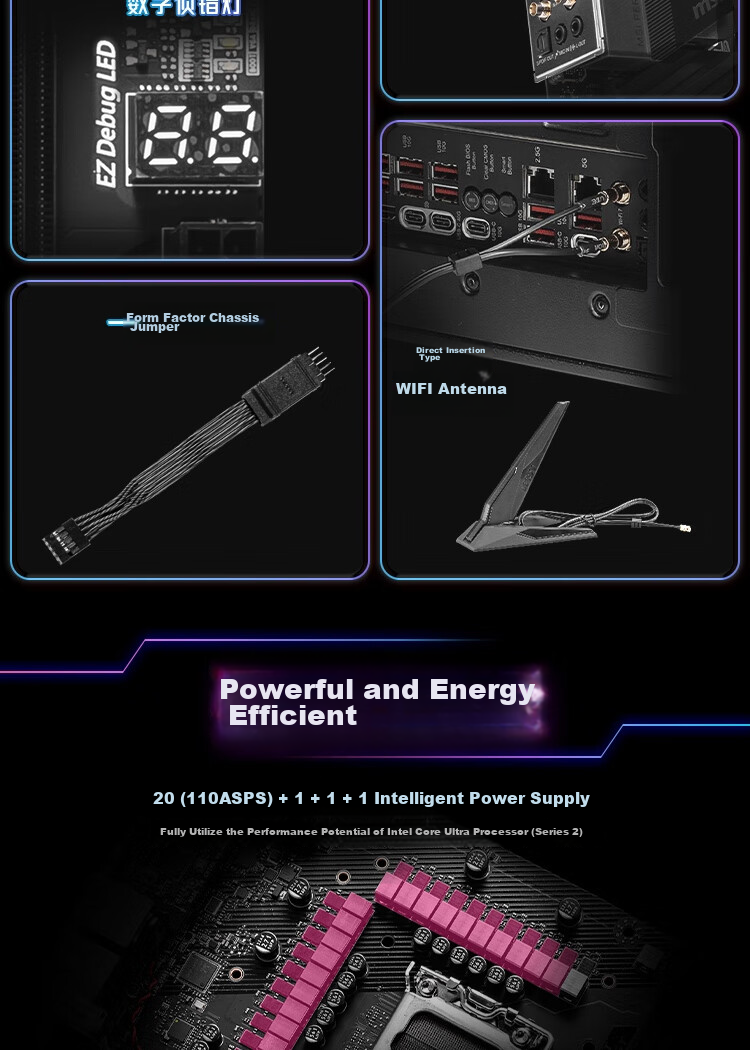 MSI MPG Z890 CARBON WIFI Dark Motherboard Supports CPU 285K/265K/270K/250K (Intel Z890/LGA 1851) 5