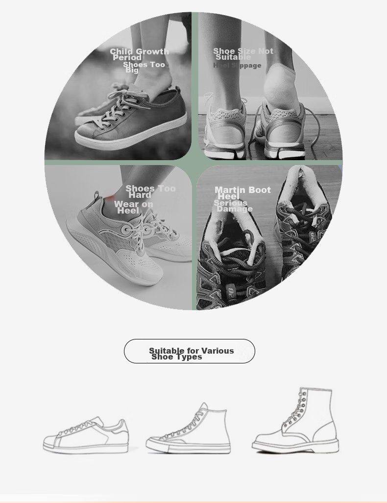 FOOTOPPO Martin Boots Heel Pad for Men, Foot Balm, Shoe Size Reducer, Anti-Slip Heel Pad for Leather Shoes 3