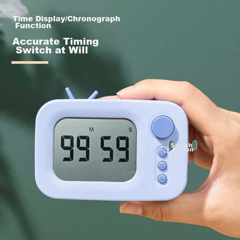 Deli Cute Cartoon Alarm Clock Thermometer, Back-To Gift for Students And Children, Blue LE104