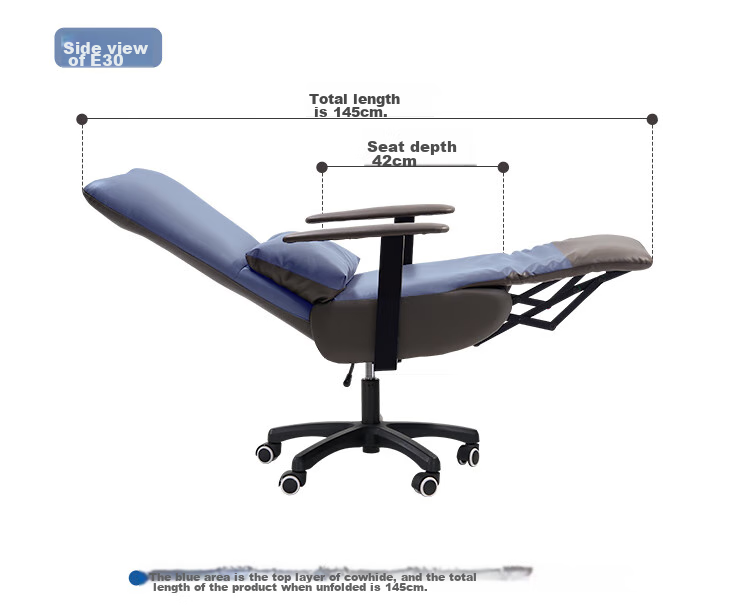 Liwonuo Genuine Leather Executive Chair, Reclining Office Chair, Computer Chair, Ergonomic Chair, Comfortable Home Nap Chair, Seat 41