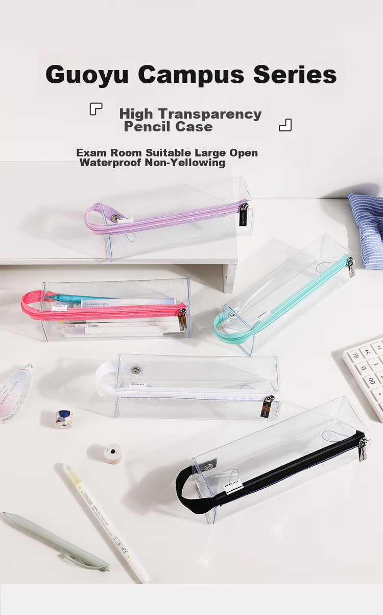 KOKUYO Campus Transparent Pencil Case, C2-R Student Stationery Box for Exams, PVC Pencil Pouch, New Pink Model, WSG-PC23TP 1