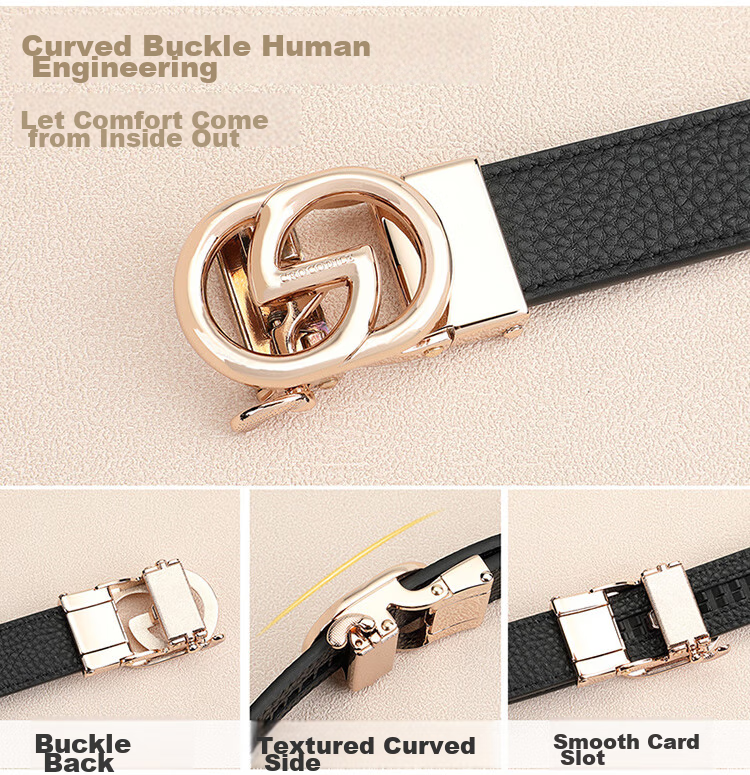 CROCODILE Top-Grain Leather Women's Belt with Automatic Buckle, Fashionable Casual Versatile Waistband, Birthday Gift for Women T3603 6