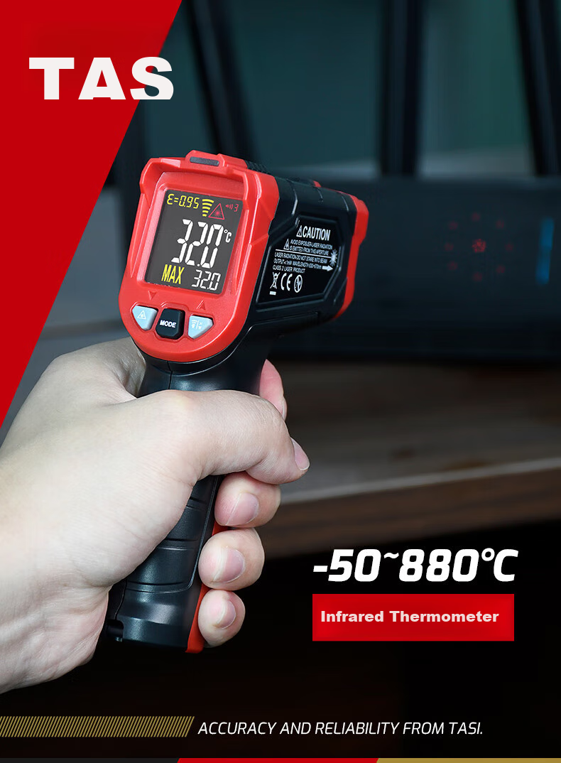 Teans High-Temperature Thermometer Industrial High-Precision Infrared Thermometer Smelting Casting Oil Temperature Gun TA603A 14