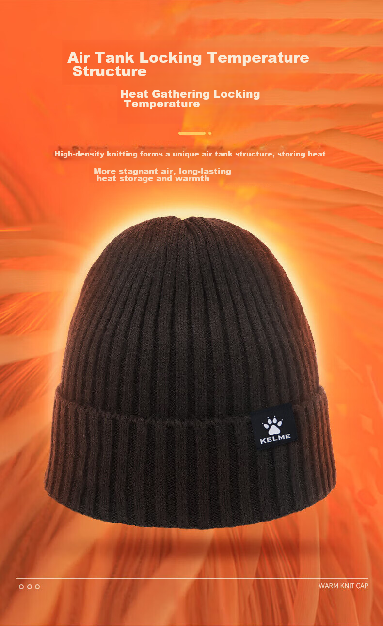 KELME Men's Hat, Autumn And Winter Wool Cap, Warm Sports Running Cold Hat, Skiing Hiking Mountaineering Cycling Windproof Knitted Hat 3