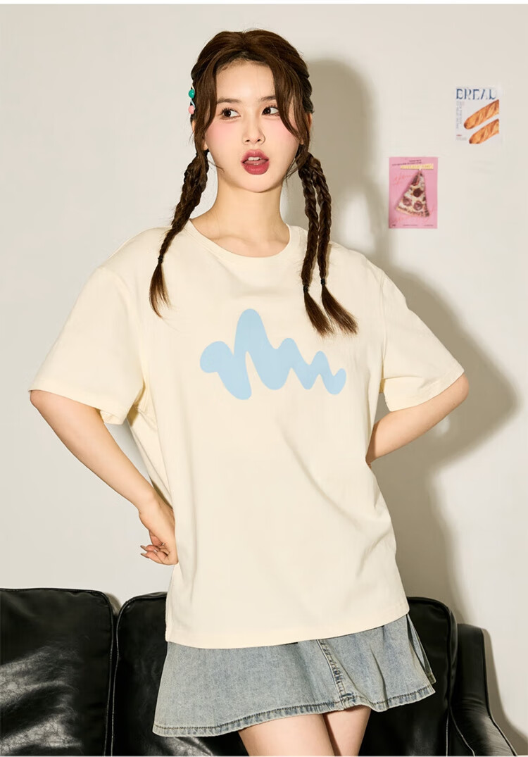 TonLion 2024 Women's Knitted Printed Short Sleeve T-Shirt Off-White L 7