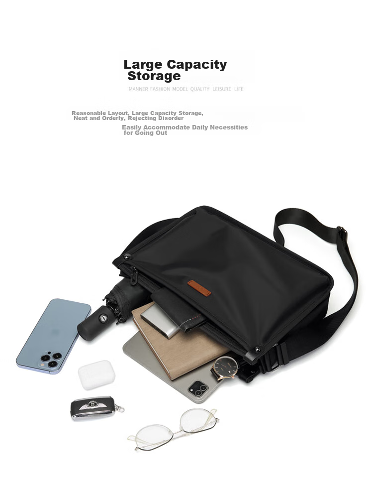 GOLF Shoulder Bag for Men, Large Capacity Crossbody Bag, Business Casual Water-Resistant Lightweight Phone Bag, Trendy IPad Messenger Bag, Fashionable Men's Satchel 5I797463J Black 8