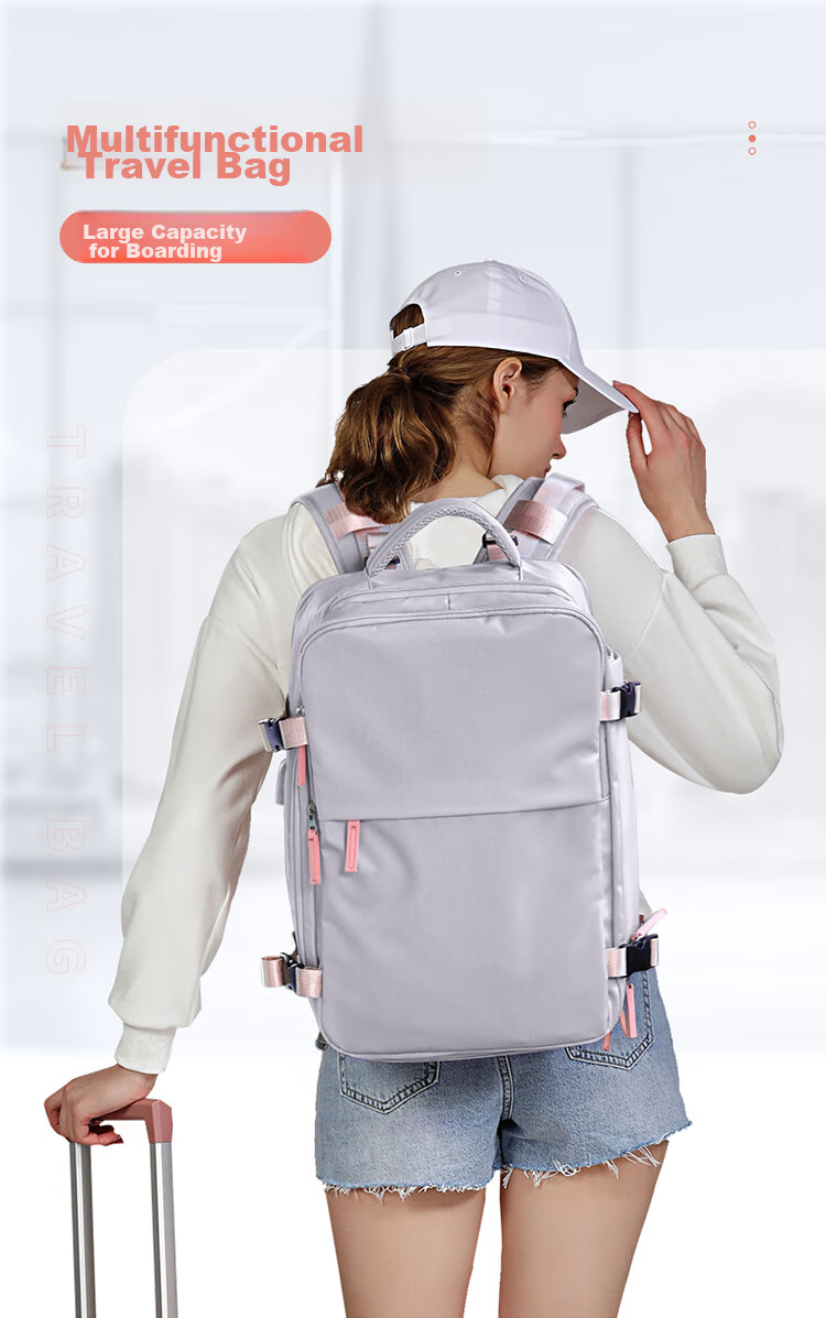 Landcase Backpack for Women, Large Capacity Short Trip Travel Bag, Business Laptop Bag, Lightweight Luggage Bag for Travel, 1638 Light Purple 2