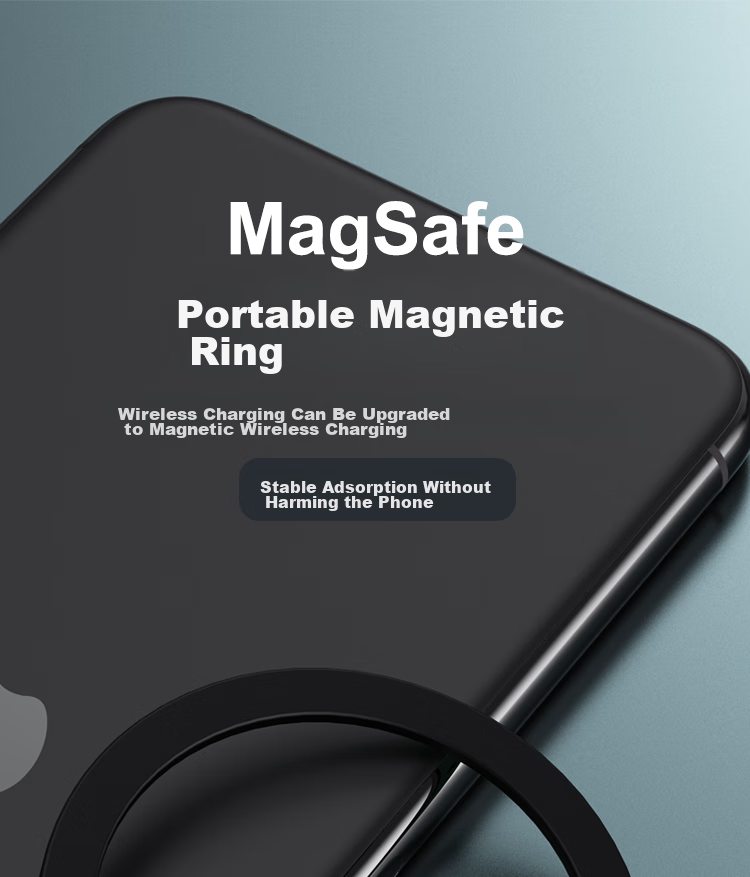 ESCASE Wireless Charging Magnetic Ring MagSafe Phone Stand Rectangular Magnet Back Sticker Suction Cup Compatible with Apple Huawei Xiaomi Samsung Universal Instant IPhone 15 Converter 1