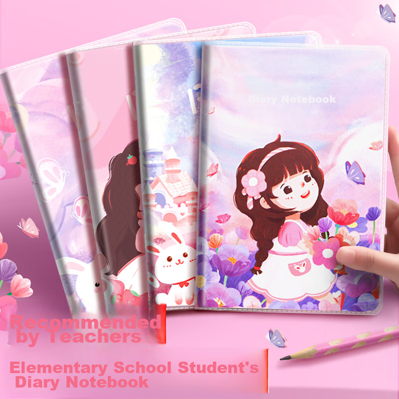 Jinzhi 4 Honda Grid Diary / Garden Girl Elementary School Student Glue-Bound Children's Notebook Writing Book for First, Second, And Third Grade Weekly Journal Notebook Elementary School Chinese Language Book