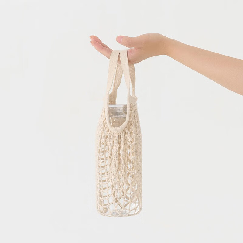 MUJI Cotton Shoulder Strap Mesh Bag Crossbody Cup Bag Woven Bag 12.5*24cm (Handle Not Included)