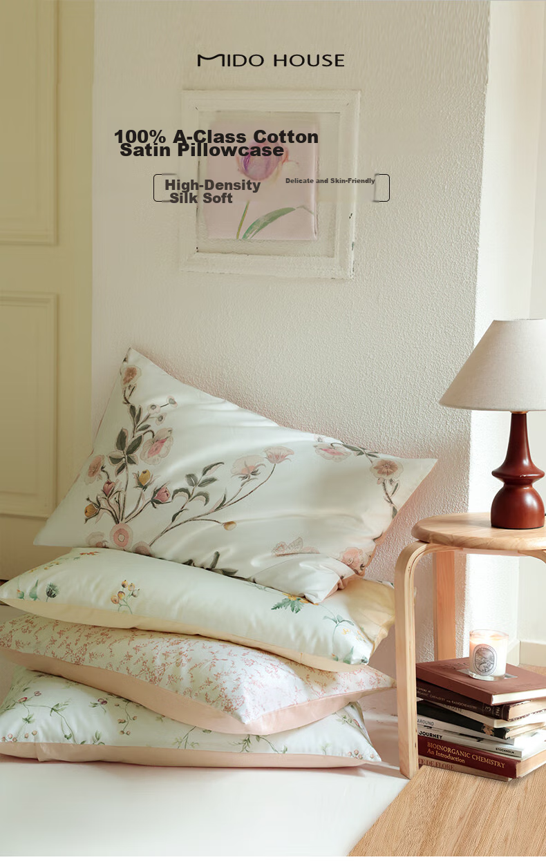 MIDO HOUSE Mingdu Pure Cotton Pillowcase, Class A Washable Pillow Cover, All-Season Pillowcase, Random Single Piece 1