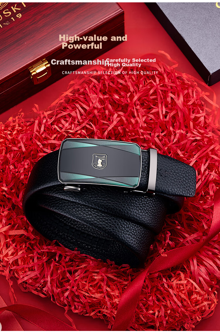 GUSKI Brand Men's Leather Belt with Automatic Buckle, Waist Belt Gift Box, Birthday Present for Boyfriend Or Husband 2