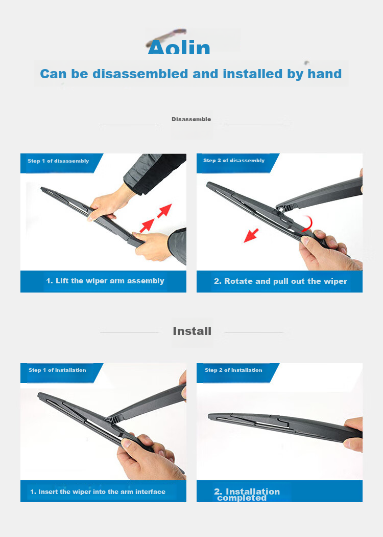 Aolin Rear Wiper Blade Compatible with Geely Xingyue L [Verify Q5 Interface], A-Grade Rubber Strip 7