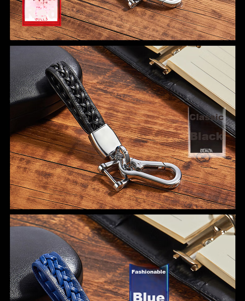 Dijialun Car Key Chain, Genuine Leather, Handwoven Key Cord, Car Accessories Decoration Ornament, Men's Gift Present 8
