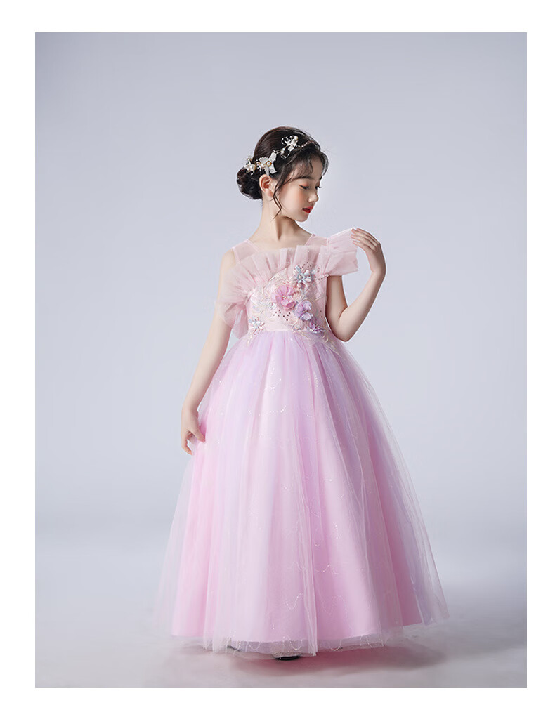 LUOBOBEIBEI Girls' Dress Princess Flower Girl Wedding Dress Piano New Year Dress Yellow Dress Size 130 5