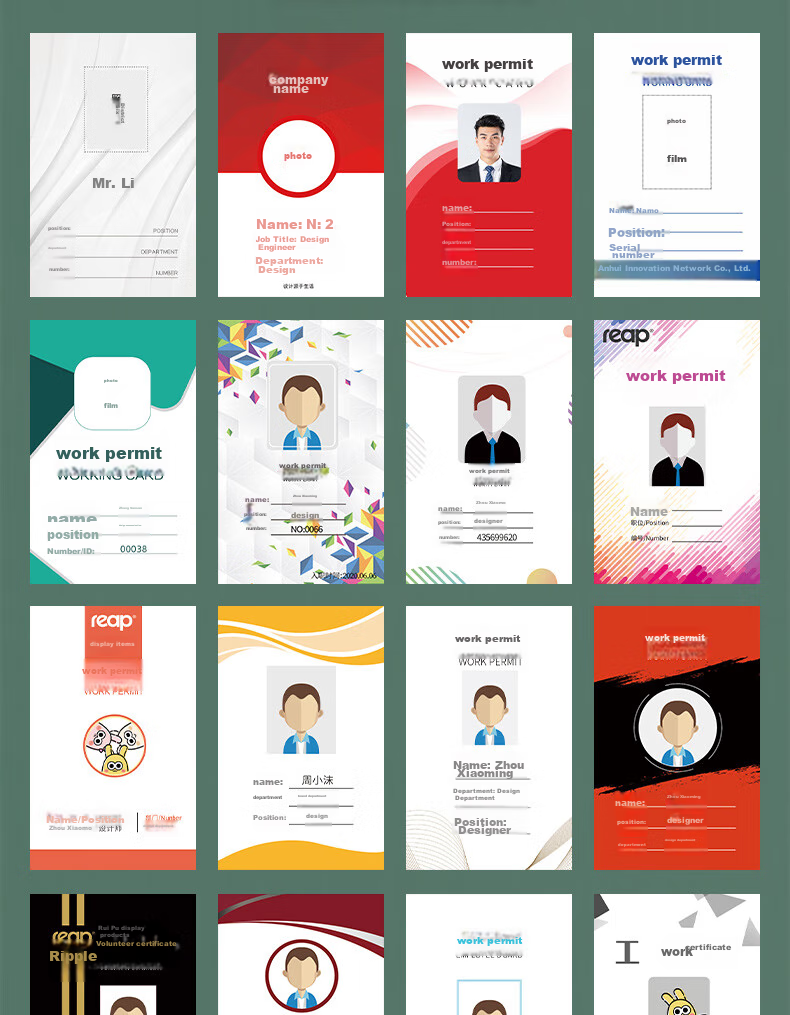 Reap Business ID Card Holder Vertical Style 1 Card Holder + 1 Lanyard Employee Badge Factory Nameplate Work Permit Bus Card Holder Red 7151 8