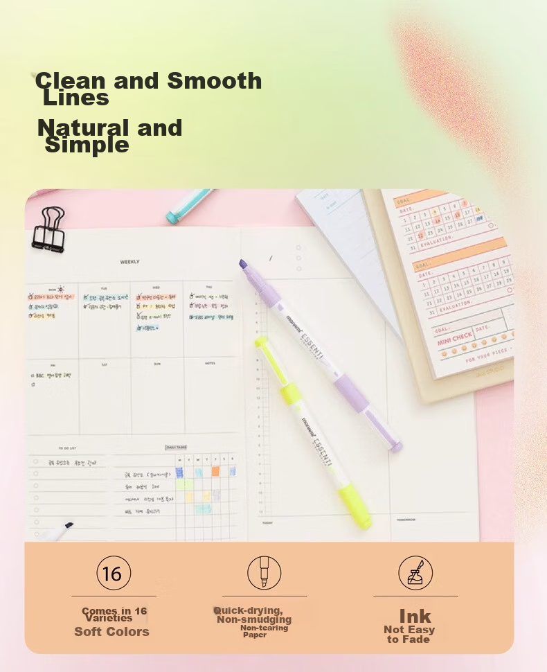 Monami Imported Double-Ended Highlighter Pen, Large Capacity for Students' Note-Taking And Marking, Colorful Pen, And Xue Wei Weifeng 4-Color Set 06023Z04-NB 6