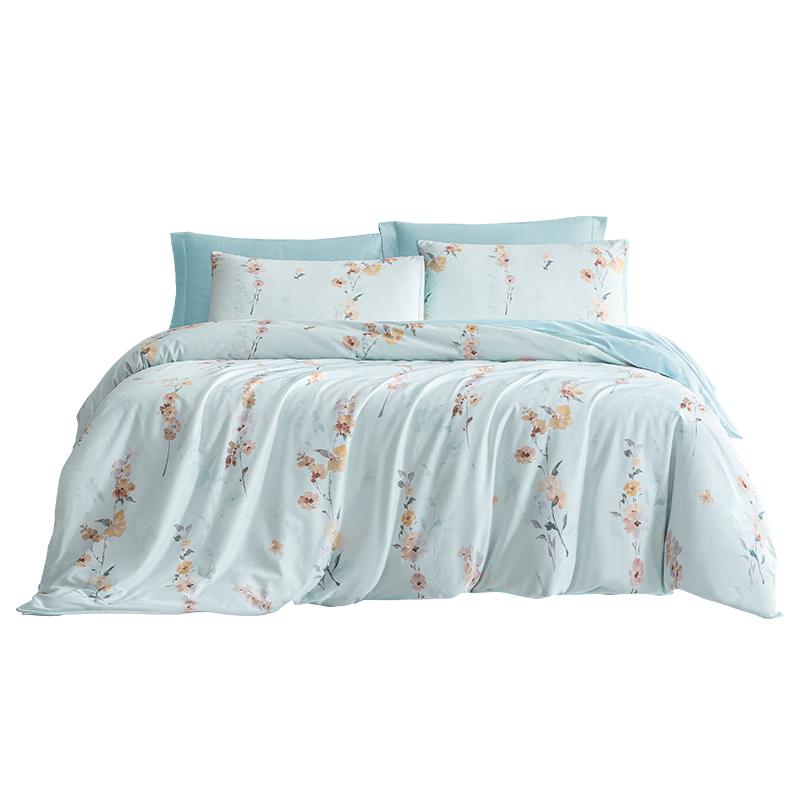JD Original 100% Pure Cotton Four-Piece Bedding Set, All-Cotton Bed Sheet And Duvet Cover, Antibacterial Bedding Set, 220*240cm, for 1.8/2 Meter Bed, Balloon Flower