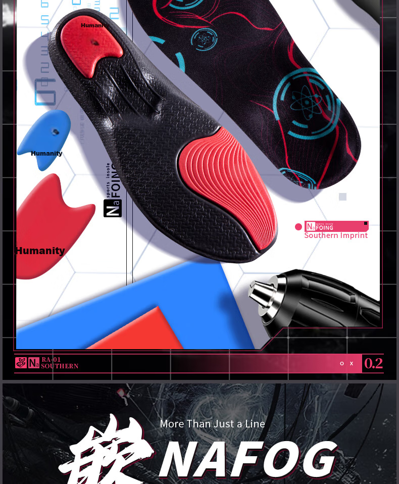 RENBEN 2 Pairs of Sports Insoles for Men, Sweat-Absorbing, Breathable, Shock-Absorbing, Arch Support, Basketball Running Insoles for Women, 6628 Black And Red, Size 35-36 3