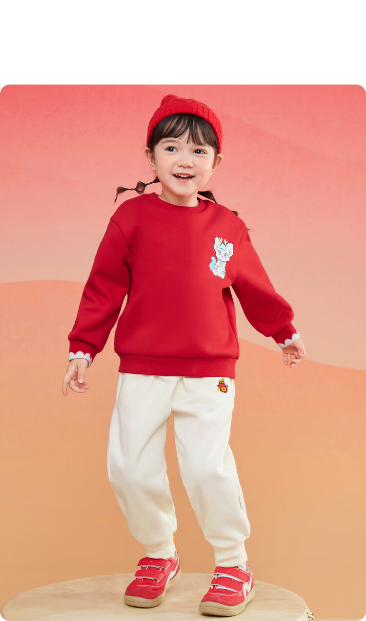 BALABALA Children's Clothing, Fleece-Lined Pants, Boys' Trousers, Girls' Baby Spring And Winter Wear, Elastic Ankle Pants, New Year's Outfit 18