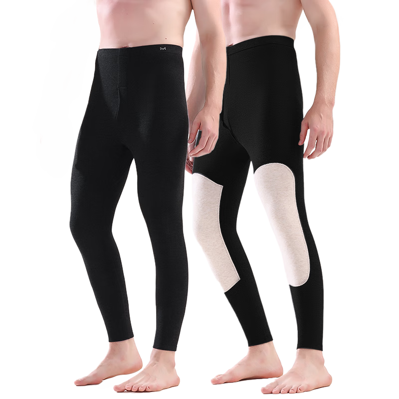 MiiOW Men's Thermal Pants with Cashmere and Silk, Thickened Autumn and Winter Base Layer Wool Pants, Black XL