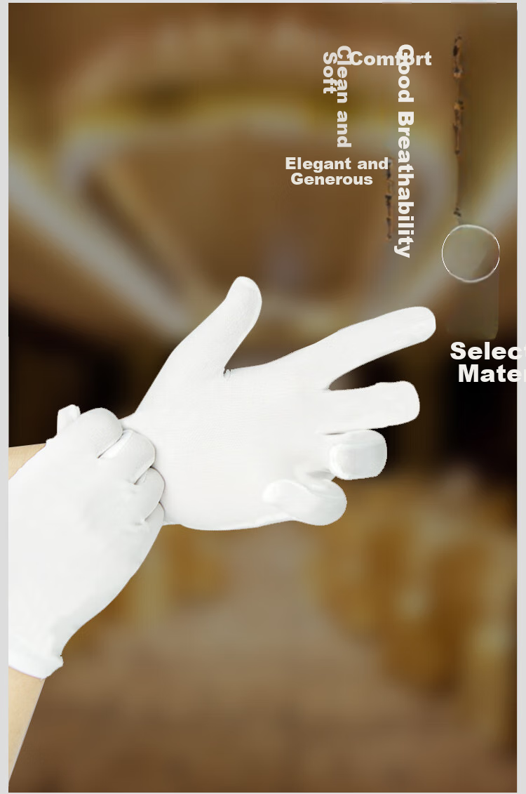 BAIGE White Gloves, Etiquette Gloves, Sweat-Proof, for Antiques, Military Parades, Driving, Thickened Labor Protection, Jewelry Performance, 12 Pairs 7
