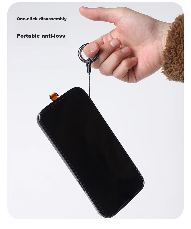 Dipuer Phone Strap Neck Strap Crossbody Adjustable Retractable Anti-Loss Universal Phone Case Durable Long Style Bright Orange [Ring Holder + Clip] 11