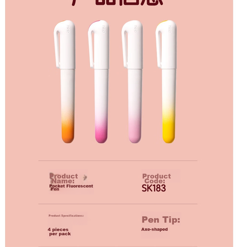 Deli Pocket Colorful Highlighters, Floral Series, for Students' Exams, Key Points Review, Office Note-Taking, Doodle DIY Decoration, 4 Pens/Box, SK183 13