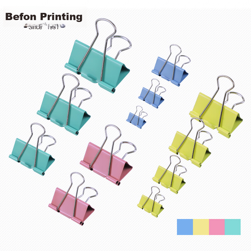 Befon Binder Clips, 40 Pieces, 19mm Small Size 5#, Colorful Metal Tail Clips, Paper Clips for Documents And Bills, Office Supplies, 40 Pieces/tube, 4266