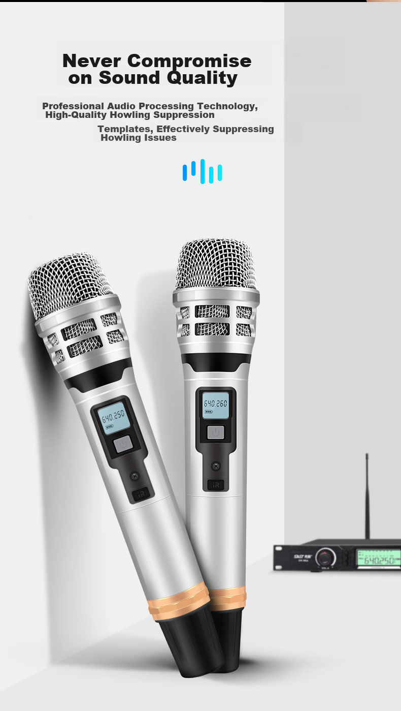 SAST OK-106 Wireless Microphone System, Dual-Channel UHF Wireless Microphones, Professional Karaoke Microphones for Home KTV, Stage Singing, Meetings, And Hosting 5